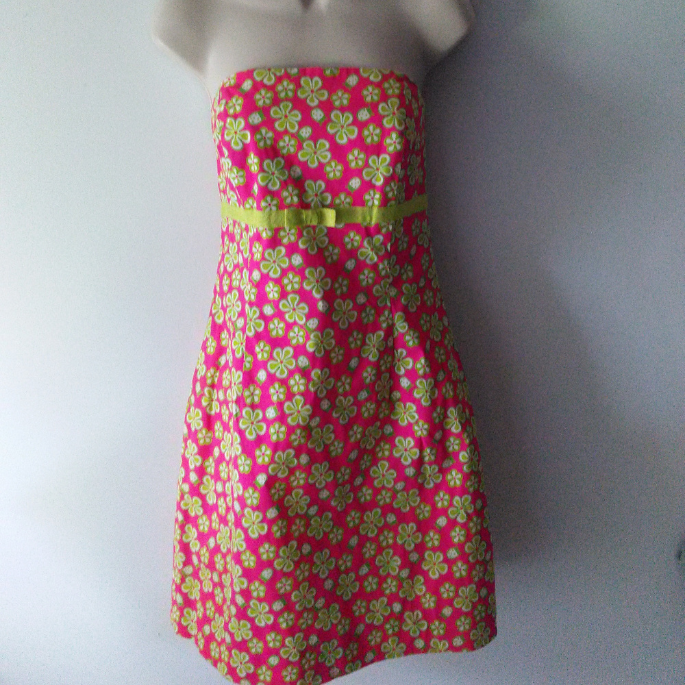 Lilly Pulitzer Stapless Pink Floral Dress Size 10